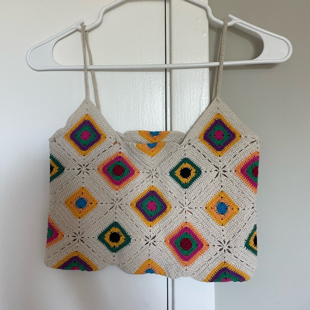 Colorful Crochet Patterned Women's Top